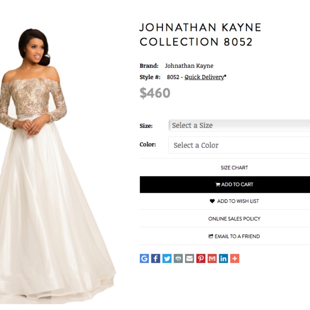 Prom Dress Size 14 (Johnathan Kayne Style: 8052)